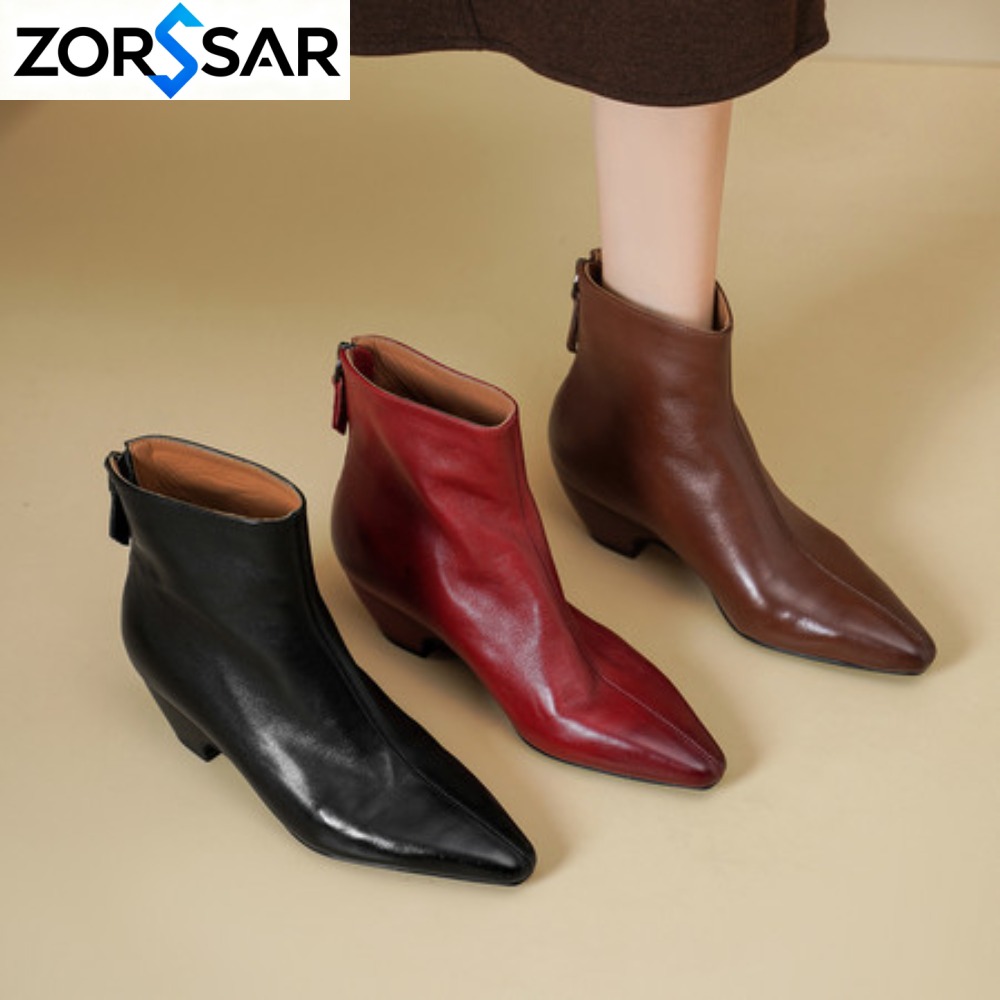 Vintage Fashion Online - أحذية نسائية قصيرة بكعب مربع من